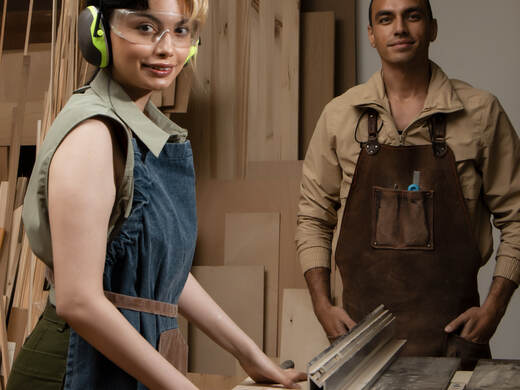 Two woodworkers in their workshop